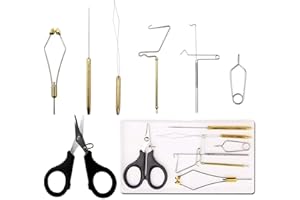 SHADDOCK Fliegenfischen-Werkzeug-Set inkl. Spulen-Finisher, Schere, Hackel, Haarstapel, Fliegenfischen, Werkzeug-Set (7-teiliges Fliegenbinden-Werkzeug-Set)