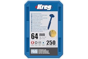KREG® Blue-Kote™ Taschenlochschrauben, 64 mm, 8 Grobgewinde, Maxi-Loc™, 250 Stück
