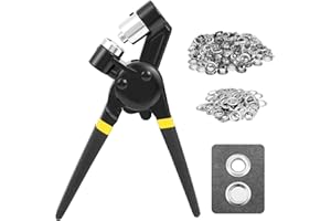 Dyna-Living Eyelet Punch Kit 12mm 1/2 Inch Grommet Pliers Hole Handheld Grommets Eyelets and Press Tool with 500pcs for Fabric, Tarpaulin, Belts, Poster, Canvas, Silver Grommets