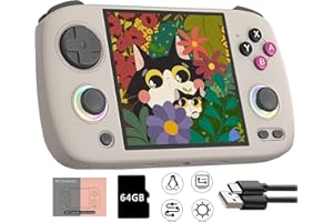 CAWEVON RG CubeXX Handheld Spielkonsole,3,95-Zoll-IPS-Bildschirm Linux-System 3800-mAh-Akku Retro Videospielkonsole,integrierte 64-G-Karte und 5421 Spiele,unterstützt 5G WiFi Bluetooth (Grau, 64G)