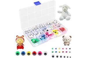 RISVOWO Yeux Mobiles Autocollants, 1500 Pièces Adhésifs Yeux Autocollants en Plastique, Yeux Loisir Creatif pour Jouets Accessoires, Fournitures créatives, Accessoires d'Artisanat, DIY Scrapbooking (4mm~15mm)