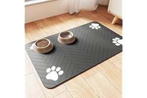 HAOLESHITE Napfunterlage Hunde und Katze, Futterunterlage für Katzen rutschfest Unterlage Katzennapf, Super Saugfähige Schnelltrocknend Futtermatten für Haustier Hund Unterlage (Dunkel Grau, 40 x 60 cm)