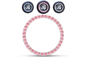 Bling Car Decor Crystal Rhinestone Ring Emblem Sticker, Accessories For Auto Start Engine Ignition Button Key & Knobs, Interior, Unique Gift Women (Pink)