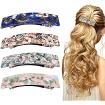 FRCOLOR Französische Haarspangen – 3 Stück Acryl, Für Dickes Haar – Farben: Dunkelviolett, Blau, Schildpatt