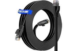 SOIBKE Kabel LAN Cat 6 10m, kabel sieciowy 10m płaski - Gigabit RJ45 10m Ethernet kabel o dużej prędkości - 10 100 1000 Mbit/s kabel krosowy UTP kabel internetowy do routera, przełącznika(10 klipsów)