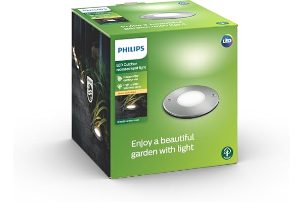 Philips Mygarden, Spot enterré MOSS LED 1x3W, idéal pour allée, patio, terrasse - Inox