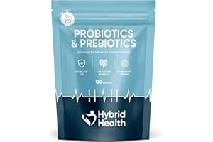 Hybrid Health Probiotics + Prebiotics Supplement - 100 Billion CFU Probiotics, 120 Vegan Capsules, 20 Probiotic Live Culture Strains, Probiotics for Women & Men