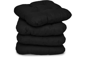 Beautissu Lisa Set di 4 Cuscini da Sedia - 40x40x8 cm - Cuscino di Seduta per sedie di Casa e Giardino, Imbottitura Comoda e Spessa – Nero