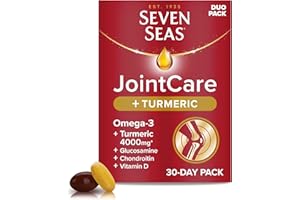 Seven Seas JointCare Plus Turmeric, with Omega-3, Glucosamine, Chondroitin, Vitamins C and D, Manganese and Zinc, Food Supplements, 30-Day Pack