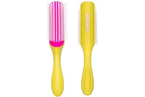 Denman Curly Hair Brush D3 (Honolulu Yellow) 7 Row Styling Brush for Detangling, Separating, Shaping and Defining Curls - For Women and Men