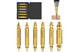 SYLKEOV Extractor de Tornillos Rotos 6 Piezas, Set de Extractores de Tornillos de Alta Dureza hasta 66 HRC, Herramienta para Quitar Tornillos Dañados, Rotos y Atascados, Compatible con Cualquier Taladro