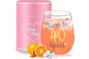 Yalucky Golden Stemless Weingläser, Cheers zu 30th, 40th, 50th Geburtstag Geschenke für Männer Frauen, Party, Hochzeit, Jubiläum, Party Dekorationen Geschenkideen für Frauen
