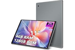 YESTEL Tablette 11 Pouces FHD +2K, 4GB RAM + 128GB ROM, Tablette Android 11 Quad-Core 1.8GHz, 9500 mAh, 8+13MP Dual Camera, Tablette Tactile avec Violette Cas, Gris