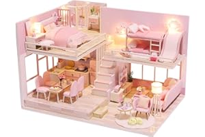 CUTE-Eyfud DIY Dollhouse Kit, 1:24 Scale Miniature Wooden Doll House with Furniture, LED Lights & Music Box, Handmade Craft for Adults & Teens, Gift Idea for Birthdays & Valentine's Day (Sweet Heart)