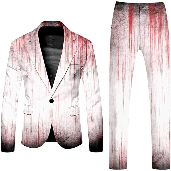 Halloween Herren Anzug Mit Totenkopf-Druck - Slim Fit Sakko Für Grusel-Partys