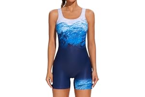 ATTRACO Women's Swimming Costume Boyleg Racerback Athletic Training Bathing Suit