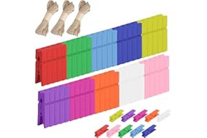 ONLYQIQIU 100PCS Colourful Mini Wooden Pegs 3.5CM Photo Display Clips, Small Photo Pegs Wooden Pegs for Pictures Cards Notes Hanging, Arts and DIY Crafts, Home/Party Decorations (30M Jute String Included)