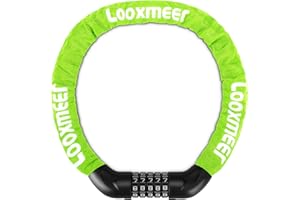 Looxmeer Candado Bicicleta Antirrobo, Cerradura Combinación 5 Dígitos, Bloqueo de Alta Seguridad, Candado de Cadena sin Llave, para Bici Moto Scooter, 90CM, Negro