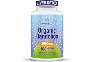 Organic Dandelion Root Capsules - 2000mg - 100 Capsules - High Strength for Bloating & Water Retention- Fluid Balance with High Absorption- Supports Liver Detox & Fluid Balance - FuelFinity® - Vegan