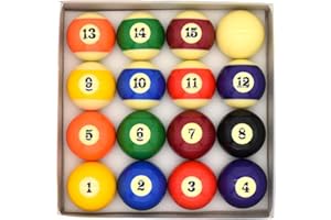 ‎BILMAG BILMAG Pool Billiard Balls Ball Set Standard Special Size 50.8 mm for Hobby Tables up to 6 ft and English Pool Tables
