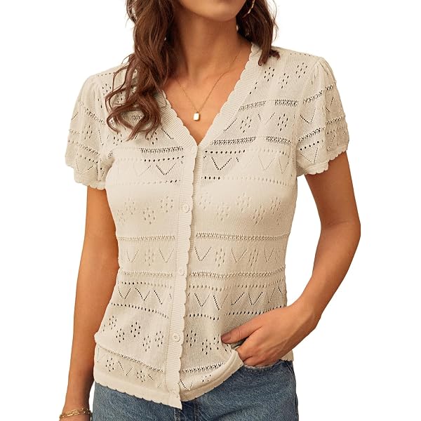 Cardigan Donna GRACE KARIN Maniche Lunghe Con Bottoni Dorati – Maglia Estiva A Righe Bianco/Nero – Taglie Comode (Bianco, M) - 3