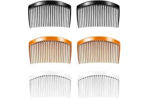 HNJUSR Pack of 6 Hair Combs Plastic Side Combs with 23 Teeth Hair Comb for Women Transparent and Black, Hair Side Comb, Hair Comb, Teeth Plastic Hair Clip, French Side Combs