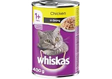 Whiskas Chicken in Gravy Can, Wet Cat Food, for 1+ Years Adult Cats, High Quality Ingredients, Enriched with Proteins, Vitami