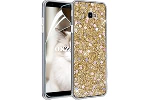 OKZone Coque Galaxy J4 2018 [avec Film de Protection écran HD], Étui en Silicone Souple Brillante Bling Glitter de TPU Bumper Housse Etui de Protection pour Galaxy J4 2018 (Or)