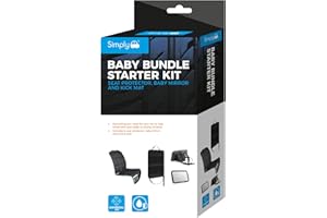 Simply Auto Baby Bundle Car Starter Kit | Car Seat Kick Mat Back Seat Protector, Padded Seat Protector and Baby Safety Mirror | Universal, Easy Fit | Baby Essentials for Newborn, Black
