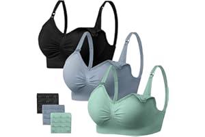 HBselect 3 Pcs Schwangerschafts Still BH Nahtloser Still-BH mit zusätzlichen BH-Verlängerungen Stillen und Schlaf Ohne Bügel für Damen