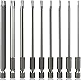 Torx Bit Set Hakkin 9Pcs 100mm Security Torx Screwdriver Bits S2 Steel 1/4” Hex Shank Magnetic Tamper Proof Security Torx Bits T6 T8 T10 T15 T20 T25 T27 T30 T40 Torx for Impact Driver