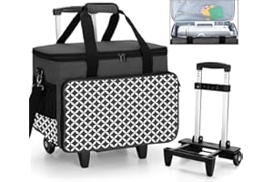 Yarwo Sac à roulettes de Machine à Coudre est Détachable, Sac à Trolley de Machine à Coudre avec Panneau de Support inférieur, Convient à la Plupart Majeur Machine à Coudre