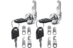 Brelet Lot de 2 Serrure Boite aux Lettre 16 mm avec 5 Plaques de Serrure Différentes, Barillet Boite aux Lettres pour Casier Boîte à Outils et Classeur