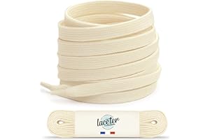 Laceter Lacets Plats Premium en Coton pour Baskets - Lacet de Remplacement pour chaussures de Sport et Sneakers ou pour Enfants - Épaisseur 8mm - Compatible avec Converse, Nike