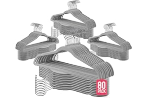 COM-FORT HOUSE- Perchas Terciopelo Antideslizantes- Pack 8 Unidades- Color Gris- Diseño Ultrafino Ahorra Espacio - Gancho Giratorio 360° - para Trajes, Vestidos, Camisas