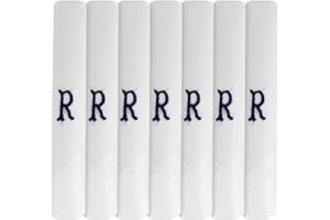 Surf the Shop 7 Pack Of Mens Initial Embroidered White Handkerchiefs With Satin Border, Various Letters