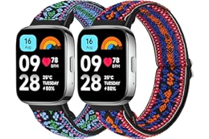 BTTNG Elastisches Armband kompatibel mit Xiaomi Redmi Watch 3 Active für Damen und Herren, Einstellbare Solo Loop Elastisches Armband Bequemes Sport Ersatzarmband für Redmi Watch 3 Active, 2 Stück