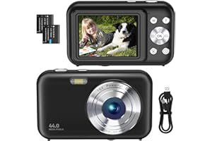 SIXTARY Digitalkamera FHD 1080P 44MP Fotokamera Ultra dünn Fotoapparat Digitalkamera mit Batteries Einfache und Tragbare Digital Kamera für Kinder/Jungen/Mädchen/Studenten/Anfänger/Senioren（Schwarz）