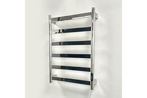 Manissa FALA Electric Stainless Steel Flat Tube Towel Rail 700mm High With Timer Mirror Polished Finish Energy Efficient (500mm x 700mm Stainless Steel)