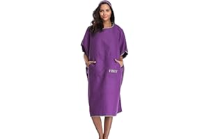 FLYILY Microfibre Surf Poncho Towel with Hood Bath Robe for swimming and beach changing One Size Fit All adults