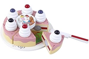 tanner DER KLEINE KAUFMANN TANNER Deco - Torte Bibi und Tina zum schneiden aus Holz, Zubehör für Kaufmannsladen, lebensmittelechtes Design, 0962.0