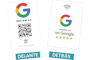 MESSAGENES | Tarjeta PVC NFC Código QR para Reseñas Google | 1 Unidad 8,6 x 5,5cm | Placa de Negocio