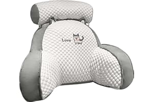Sleeleece Cute Reading Pillow,Rückenkissen mit Armlehnen,Lesekissen für Bett, Sofa, Bettsessel Rückenlehnenkissen,Ideal Keilkissen Rückenstütze für Lesen, Arbeiten, und Spielen(Heiser 50×70cm)
