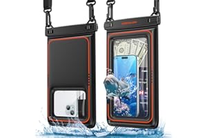 UNBREAKcable Große wasserdichte Handyhülle 2er-Pack, IPX8 Schwimmende wasserdichte Handytasche für iPhone 17 16 15 14 13 Pro Max 12 11 XR XS, Samsung S25 S24 S23 S22 S21 & mehr, bis zu 9,5" - Schwarz