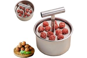 BAISHUWU Edelstahl Fleischbällchen Former, 12 Löcher Fleischbällchen Presse für die Küche, Manueller Hackbällchen Former, Antihaft Fleischbällchen Maschine, für Fleischklöße, Garnelenbällchen, die Küche (L)