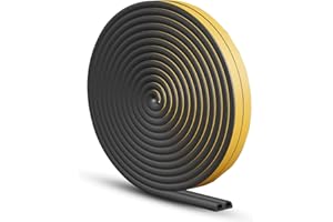 GUKOY Taśma zabezpieczająca przed przeciągiem do okien drzwi, samoprzylepna taśma piankowa, taśma izolacyjna, typ D, 9 mm x 6 mm x 2,3 metra, 2 uszczelki, łącznie 6 m, czarna