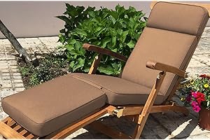 Sustainable Furniture UK Ltd – Premium Luxury Outdoor Taupe Steamer/Sunlounger Cushion | Length 180cm x Width 45cm | Tie back | Zip cover | Showerproof | 230g polyester - ** CUSHION ONLY **