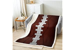 Loussiesd American Football Blanket 150 x 200 cm American Rugby Cuddly Blanket for Children Boys Girls Sports Game Blanket Soft Microfibre Flannel Fleece Blanket