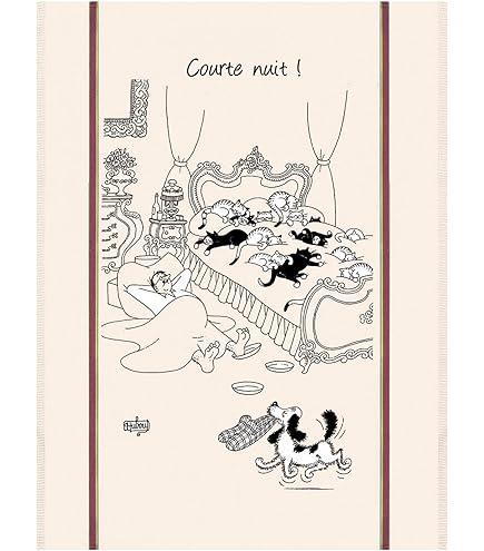 Strofinaccio Dubout 100% Cotone Winkler: Gatti E Torre Eiffel, 60x80 Cm, Made In France!