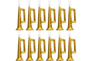 Tomaibaby 12PCS Kid Trumpet Toy: 7 Inch Plastic Trumpet Musical Instruments - Horn Noise Makers Toy for Kids Toddlers Birthday Sport Events Party Favors Cheering Props